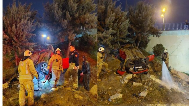 Bağcılarda otomobil takla attı: 2 yaralı