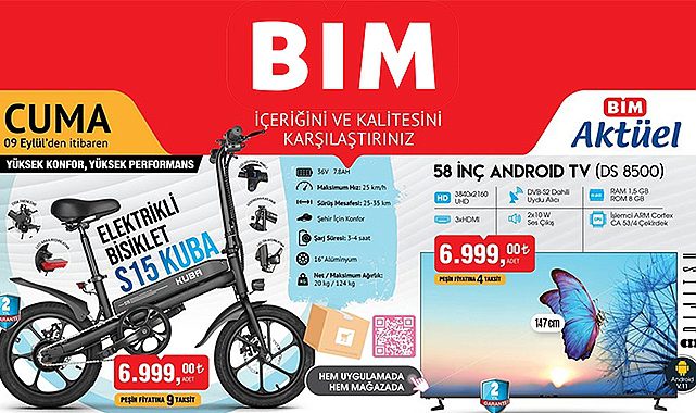 BİM&#039;de Küba Elektrikli Bisiklet fırsat ürünü! BİM 9 Eylül aktüel ürünler kataloğu ürünleri satışı başladı