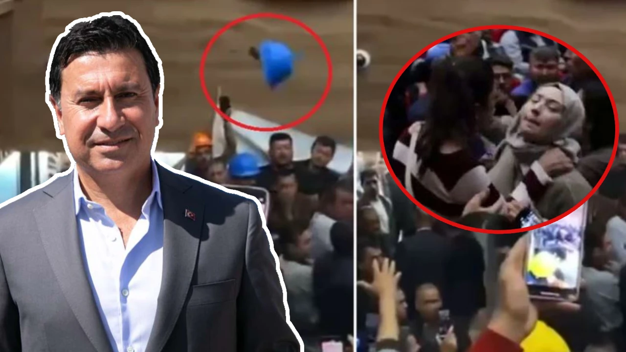 İşçiler CHP&#039;li başkana baretlerini fırlattı