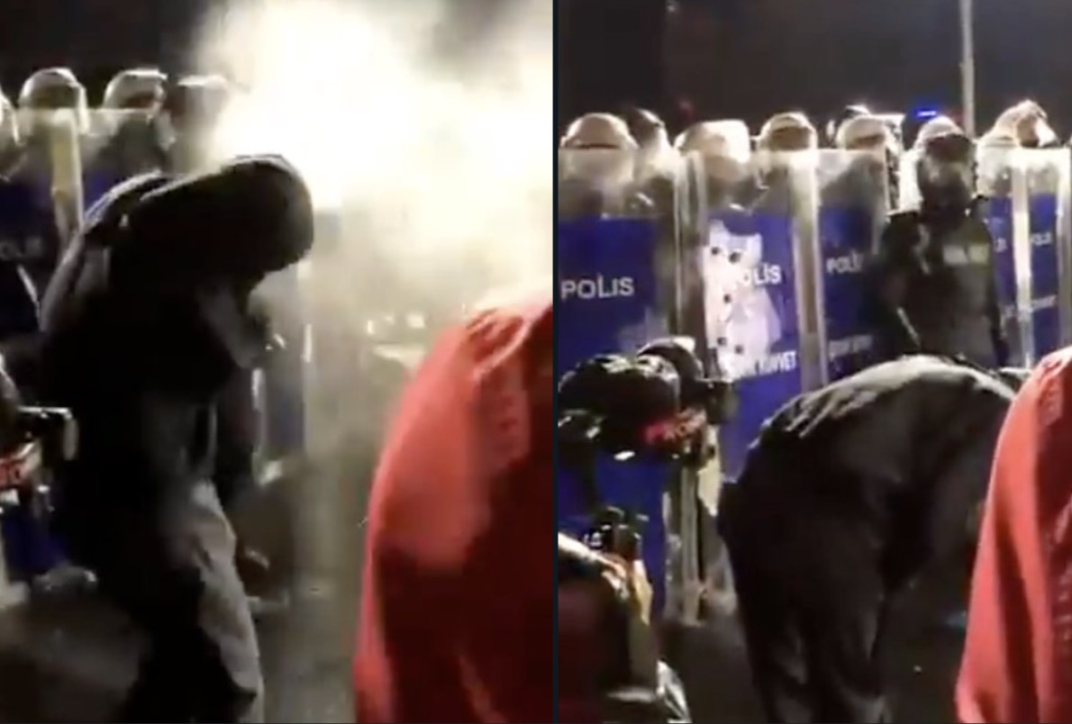 Namazla dalga geçen göstericiye anında müdahale