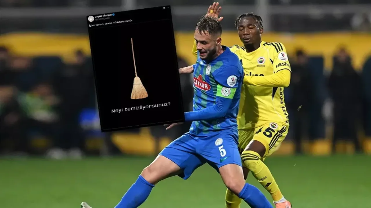 Rizespor&#039;un Fenerbahçe maçındaki süpürgeli paylaşımı olay oldu