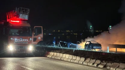 Bitlis'te seyir halindeki otomobil yandı