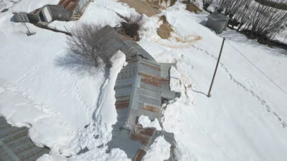 Erzincan'da yoğun kar birikintisi nedeniyle ahırların çatısı çöktü