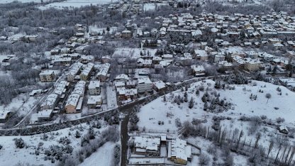 Isparta'da kar manzaraları havadan görüntülendi
