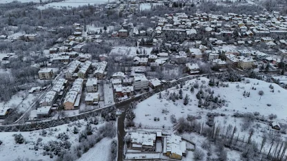 Isparta'da kar manzaraları havadan görüntülendi