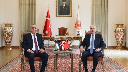 TBMM Başkanı Kurtulmuş, Filistin Devlet Başkan Yardımcısı Şeyh ve Filistin Ulusal Konseyi Başkanı Fattouh ile görüştü: