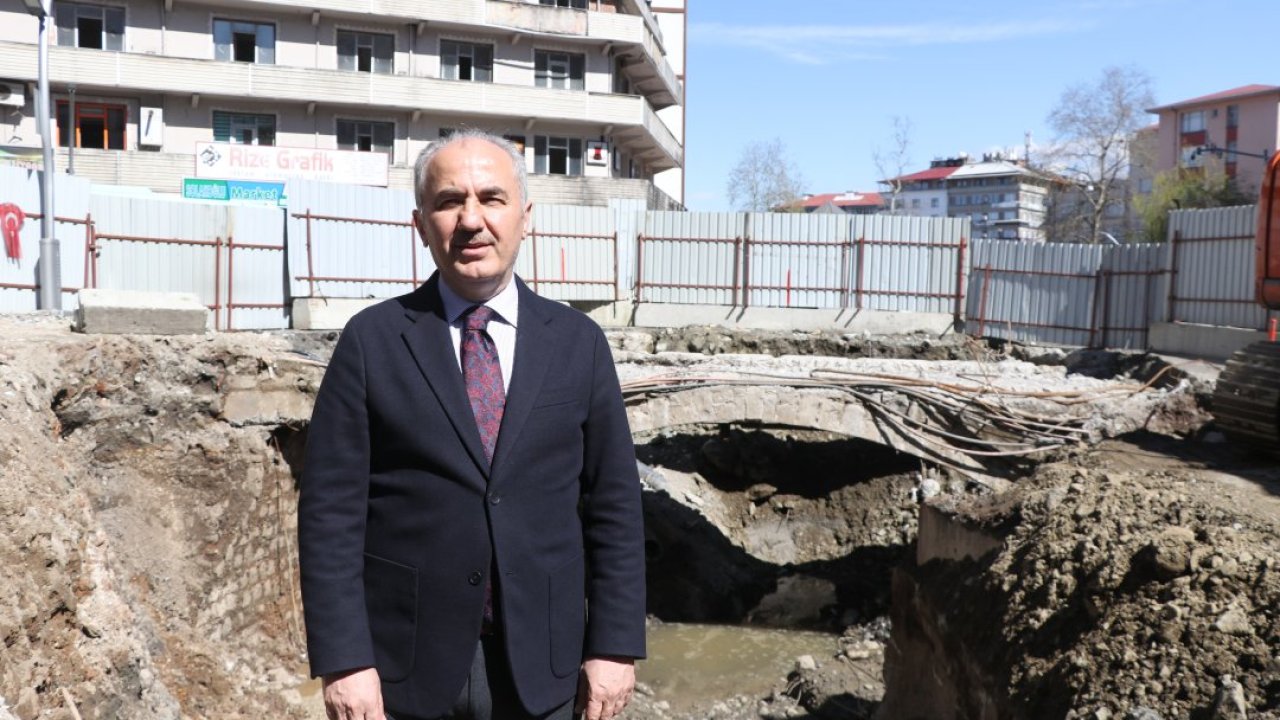 Rize'de yol düzenleme çalışmalarında tarihi taş kemerli köprü bulundu