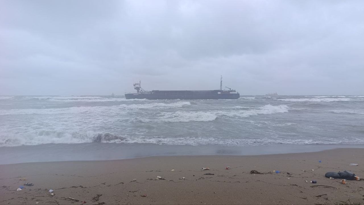 Sakarya Karasu'da kuru yük gemisi karaya oturdu